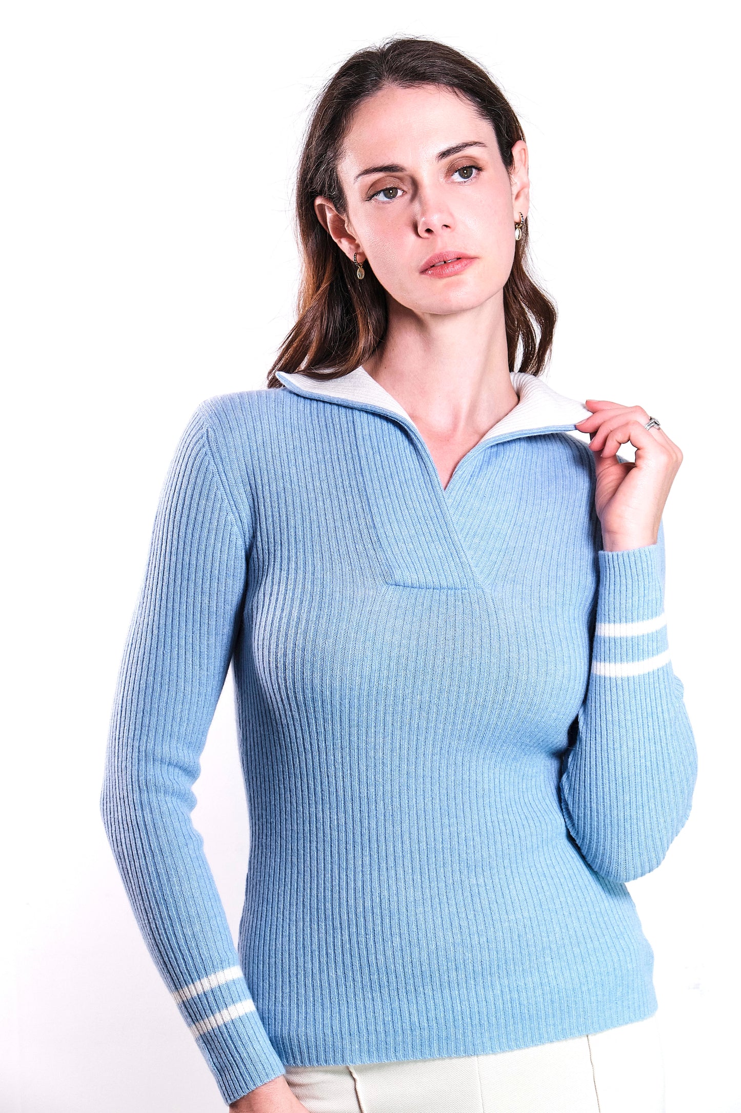 BAZA COLLARED CASHMERE SWEATER