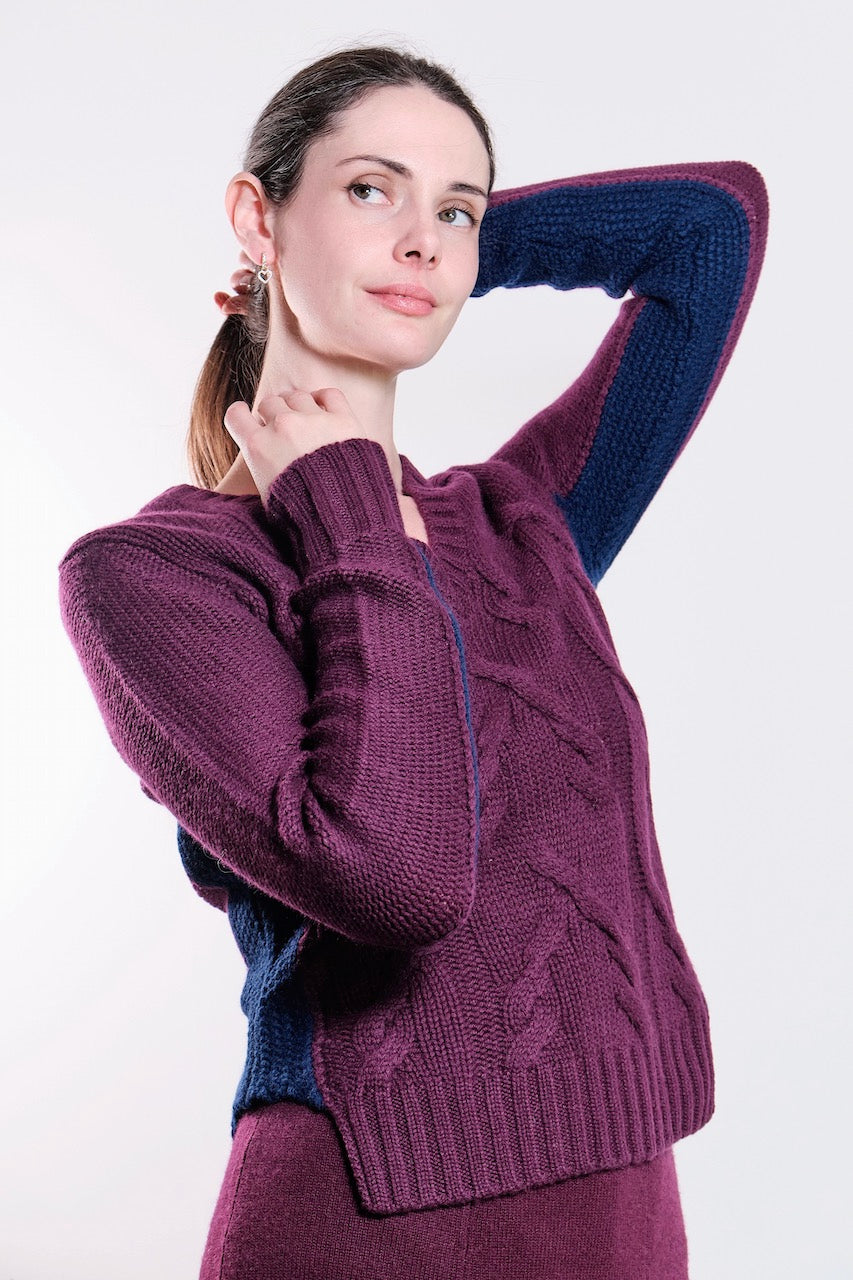 CABLE CASHMERE V-NECK