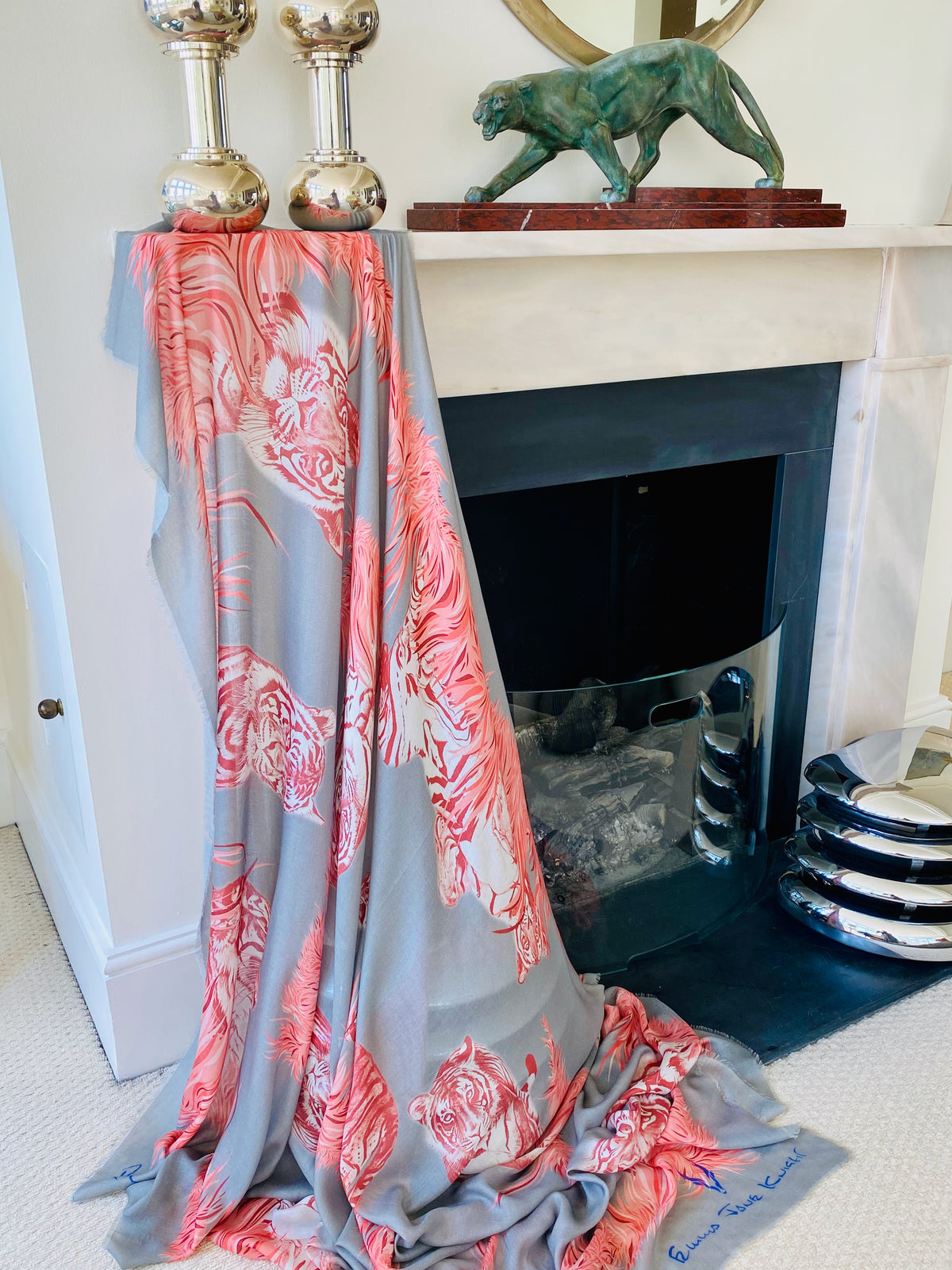 Scarf Sarong - Tigers: Grey/Pink