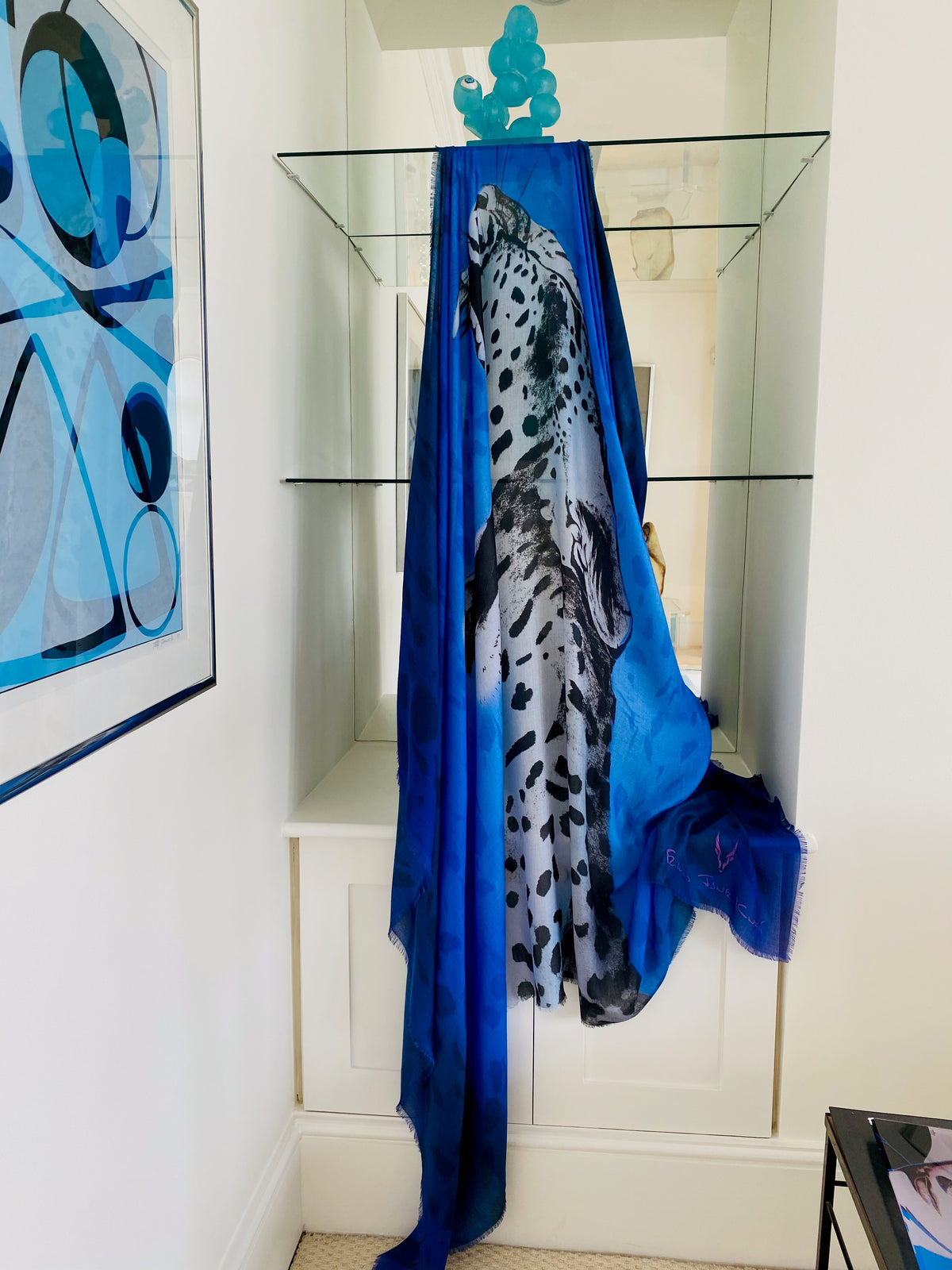 Scarf-Sarong - Leopard Yawn: Cobalt Blue