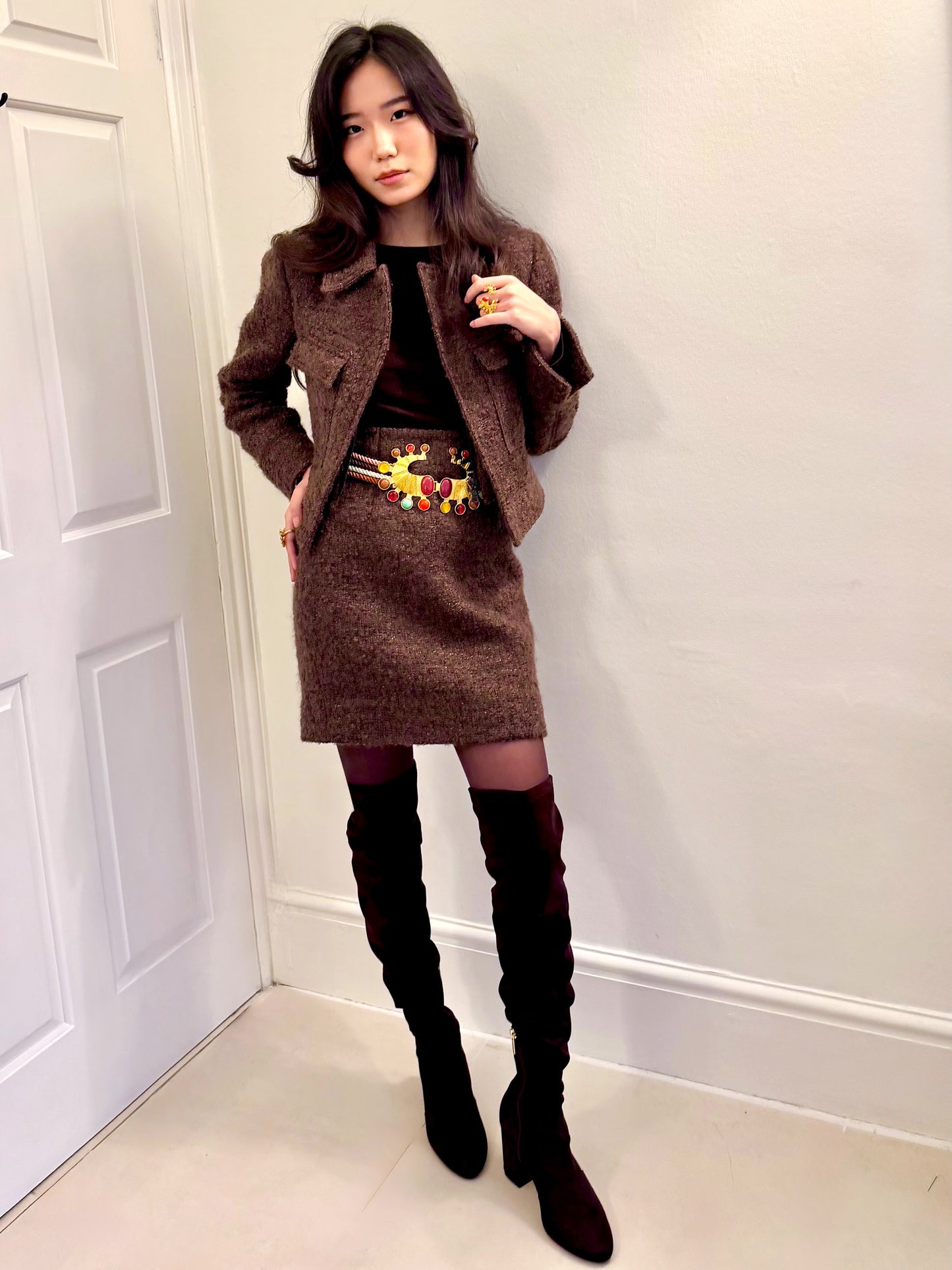 PENCIL MOHAIR & WOOL SKIRT