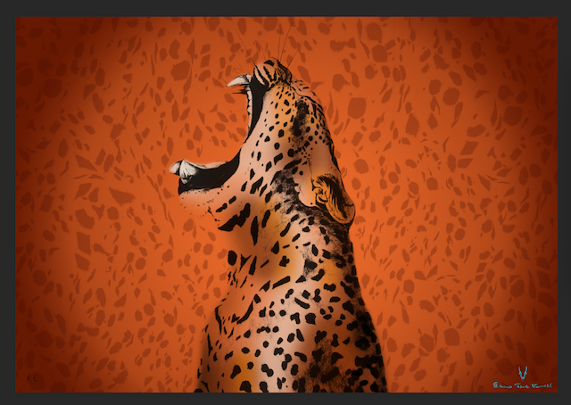 SCARF-SARONG LEOPARD YAWN: BURNT ORANGE