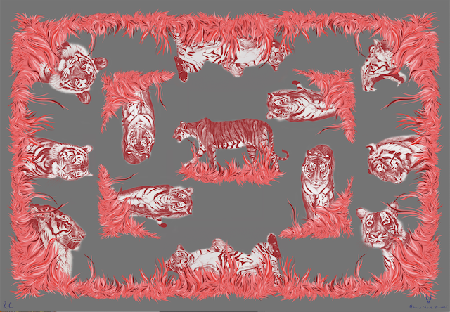 SCARF-SARONG TIGERS: GREY/PINK