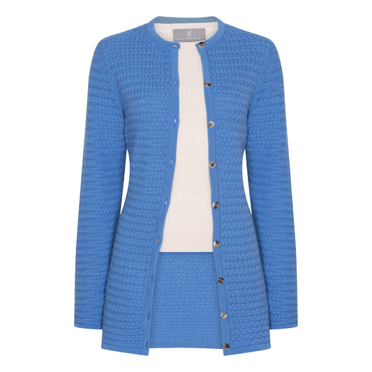 CASHMERE LONG CROSS-STITCH CARDIGAN