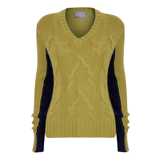 CASHMERE CABLE V-NECK
