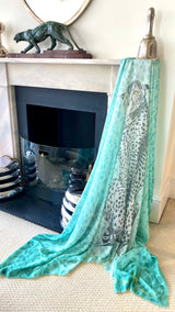 SCARF-SARONG CHEETAH BACK: TURQUOISE