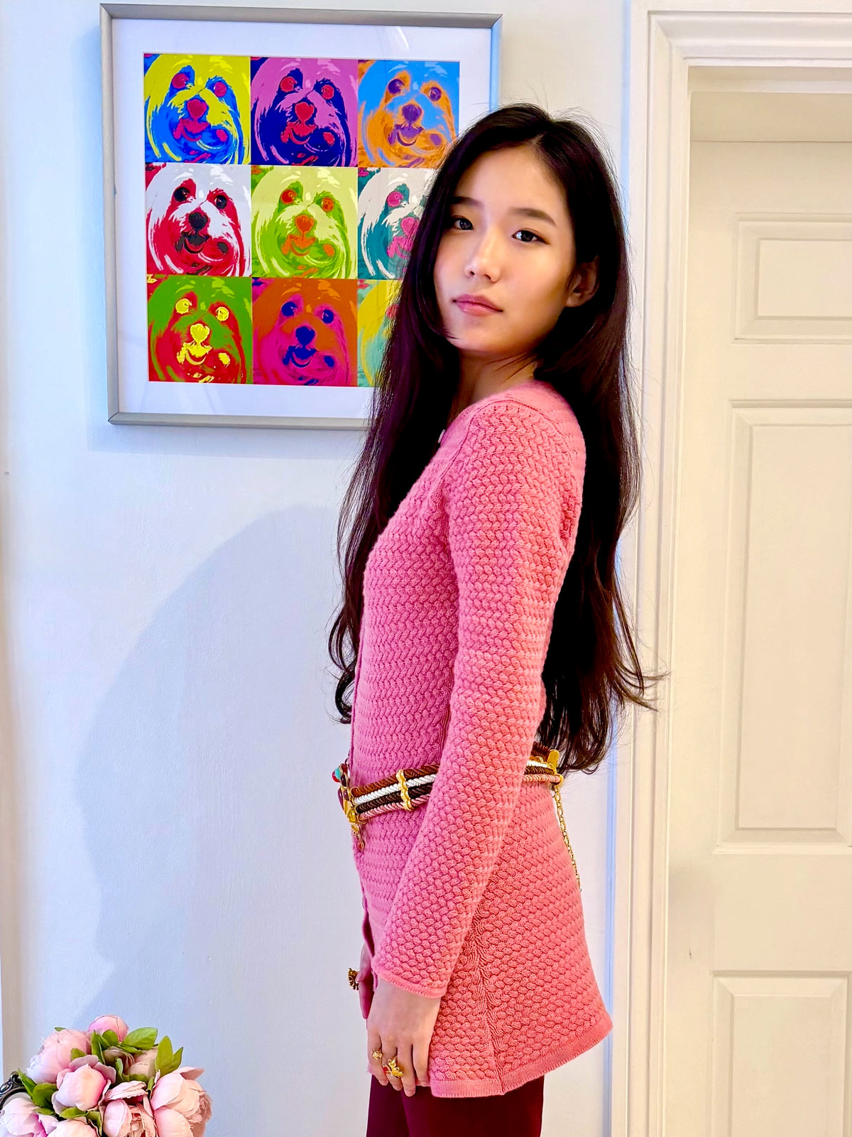 Cashmere Long Cross-Stitch Cardigan