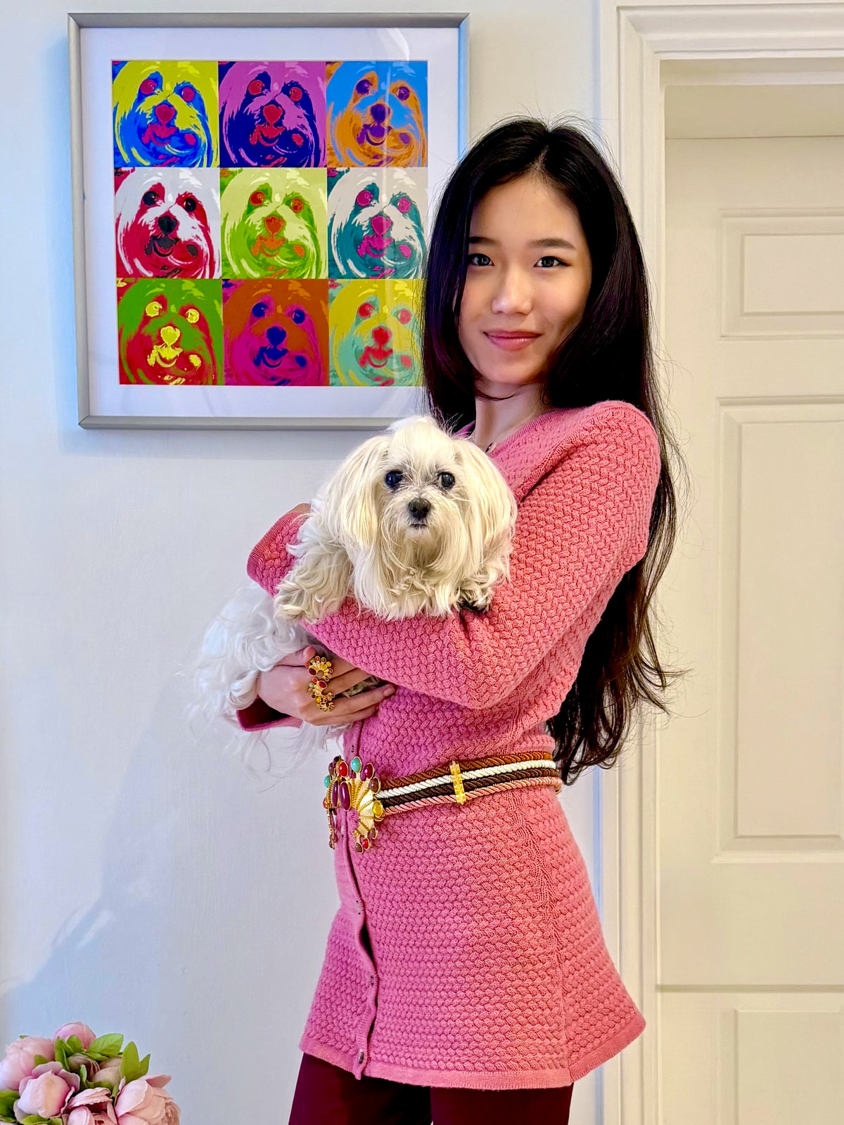 Cashmere Long Cross-Stitch Cardigan