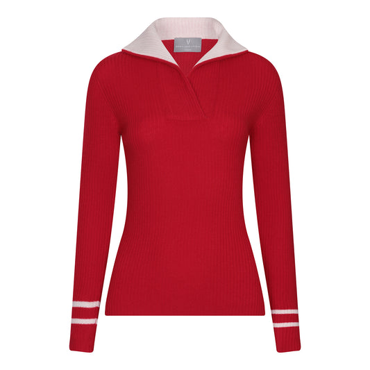 CASHMERE RIB COLLARED SWEATER