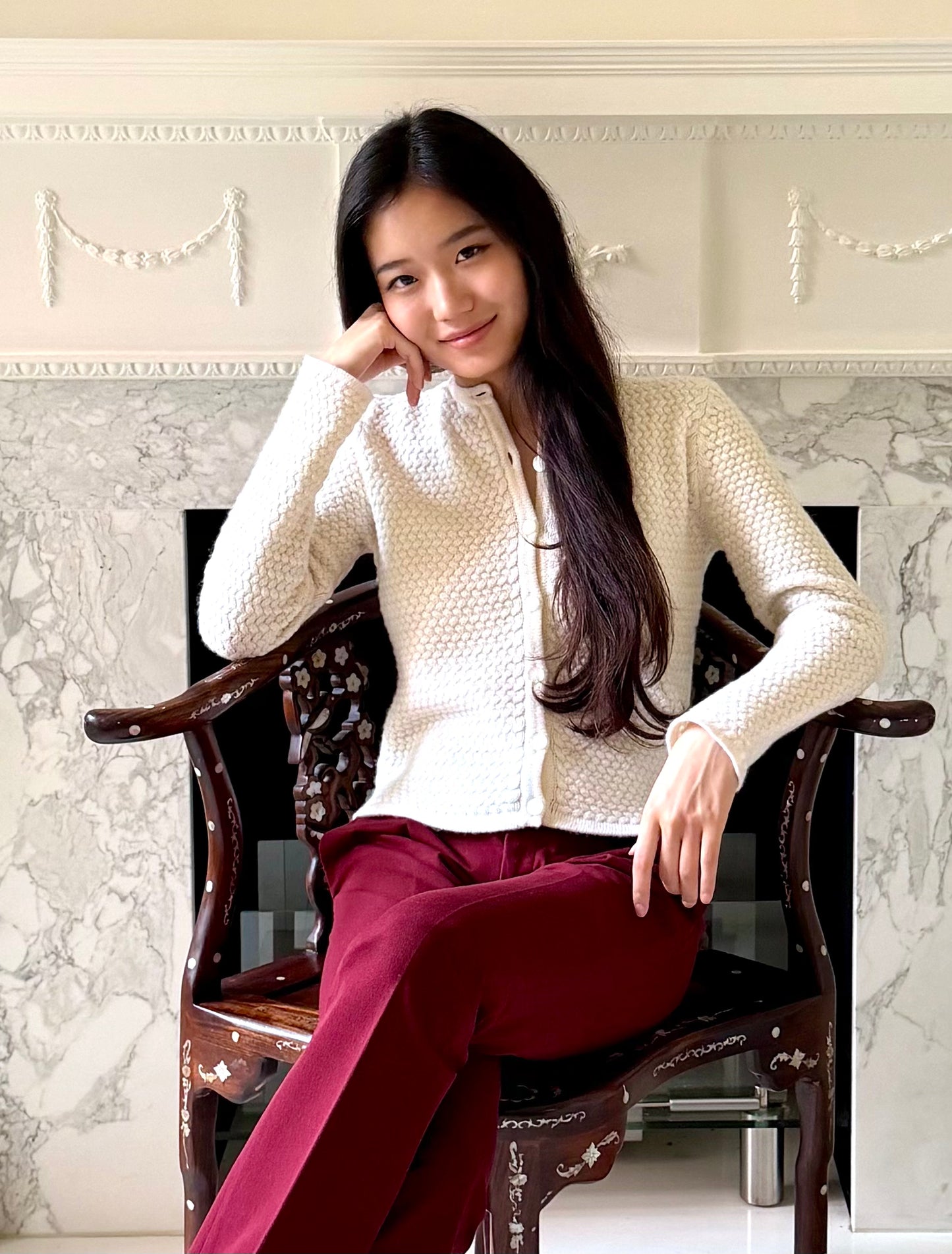 CASHMERE CROSS-STITCH CARDIGAN
