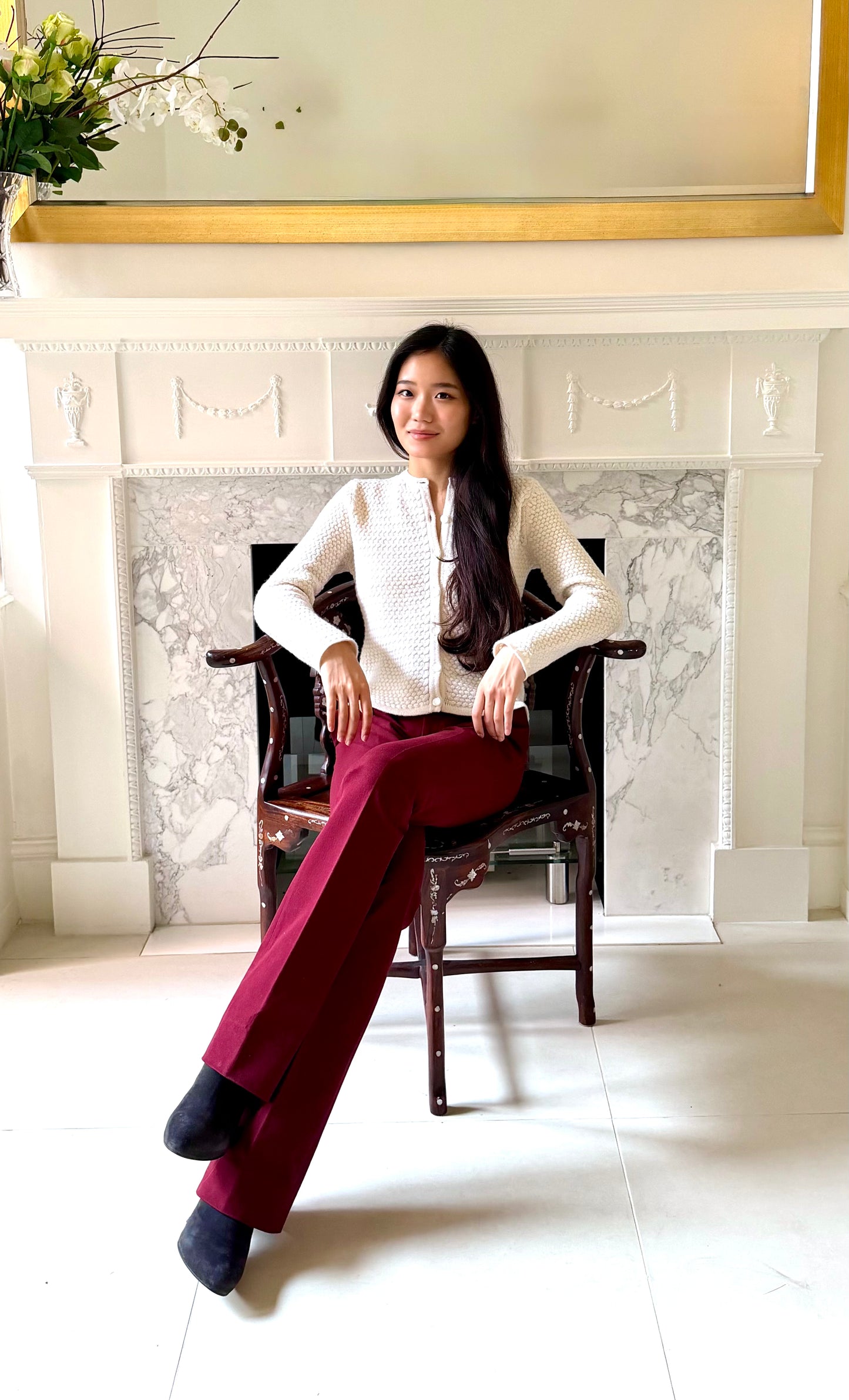 CASHMERE CROSS-STITCH CARDIGAN