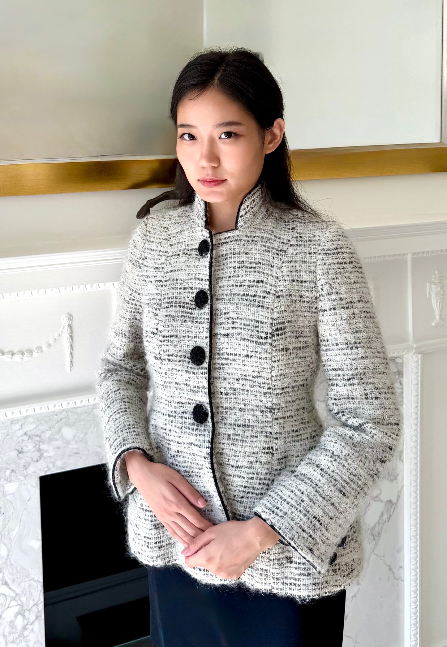 MOHAIR & WOOL MANDARIN JACKET