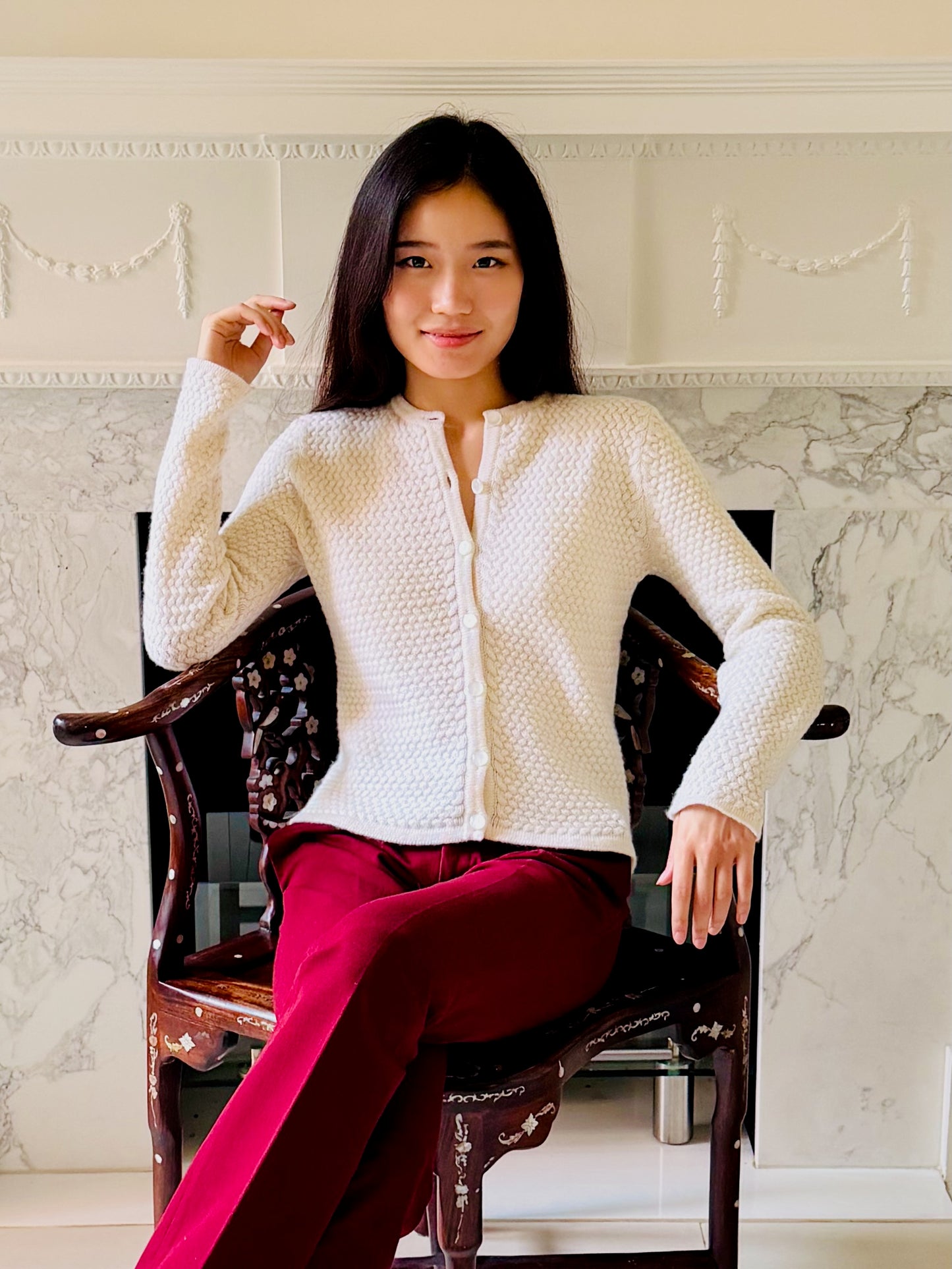 CASHMERE CROSS-STITCH CARDIGAN