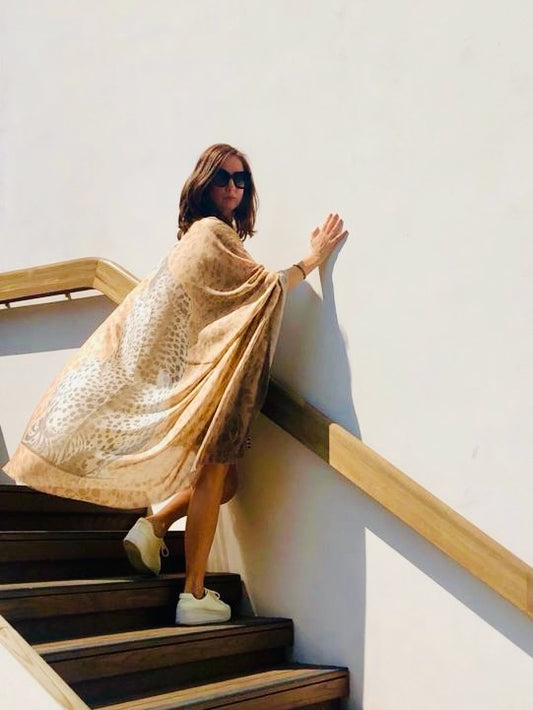 Scarf Sarong - Cheetah Back: Warm Taupe
