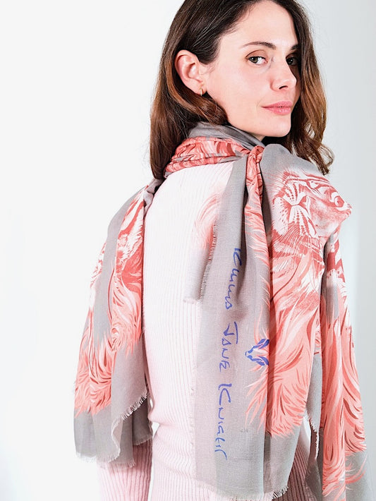 SCARF-SARONG TIGERS: GREY/PINK