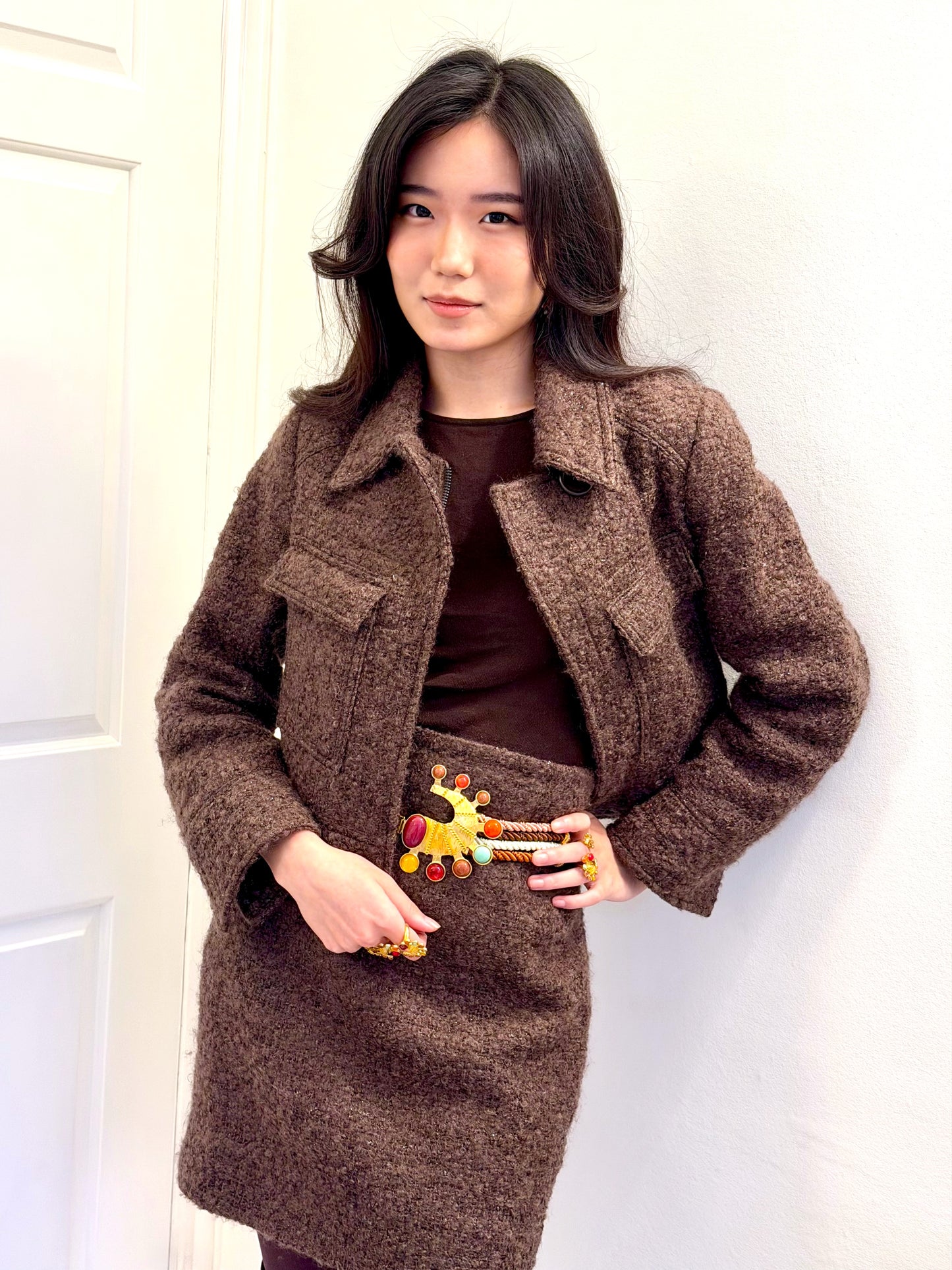 PENCIL MOHAIR & WOOL SKIRT